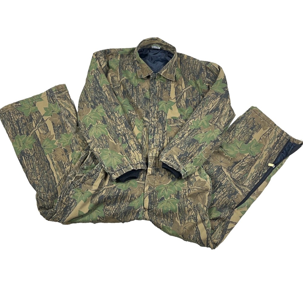 Vintage Realtree Trebark Camo Coveralls Bibs Men Large Hunting Outdoors USA‎ 90s